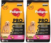 Pedigree PRO Puppy Large Breed, 3 kg Dry Dog Food, Vet Trusted Brand, Expert Nutrition, Quality Protein, 33% More Nutrients (3-18 Months) (Pack of 2)