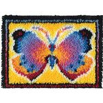 MIAOLLUN Latch Hook Kits Rug, Latch Hook Kits 3D Printed Canvas Home Decor for Carpet Embroidery Butterfly, 52X38cm/20.4 Inch X15 Inch