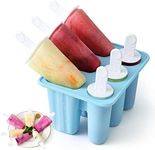 Ice Lolly Moulds Silicone Popsicle Molds - 6 Cavity Ice Cream Mould with Sticks, 2 Shapes Reusable Ice Pop Moulds BPA Free Ice Lolly Maker for Children Adults DIY Ice Popsicle Mold (Blue)