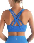 RUNNING GIRL Sports Bras for Women, Criss-Cross Back Padded Strappy Sports Bras Medium Support Yoga Bra with Removable Cups(2825_Brilliant Blue_M)