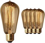 Moonrock & Co. Vintage Edison Light Bulbs - 60W Old Fashion Squirrel Cage Filament - 120 Volts - 230 Lumens - ST58 Teardrop - Dimmable Antique Amber Lighting - Warranty Included