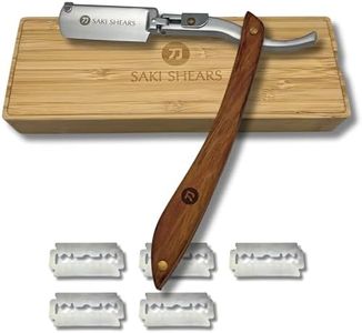 Straight Edge Traditional Shaving Razor with Disposable Blades - Cutthroat Men's Shave (Brown)