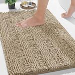 Yimobra Bathroom Rug Mat 36 x 24, Non Slip and Super Absorbent Bath Mat,Machine Washable Quick Dry,Ultra Plush Chenille Shower Rugs for Bathroom Floor Sink Tub and Shower Outside,Camel