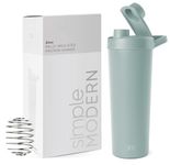 Simple Modern Stainless Steel Shaker Bottle with Ball 24oz | Metal Insulated Cup for Protein Mixes, Shakes and Pre Workout | Rally Collection | Sea Glass Sage