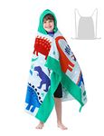 Athaelay Premium Cotton Hooded Towel for Kids | Ultra Soft and Extra Large 50"x30" | Bath Beach Pool Towel with Hood for Age 3 to 12 Boys Girls with Drawstring Bag (Dinosaurs World)