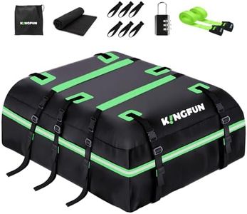 Kingfun Rooftop Cargo Carrier – Waterproof 21 Cubic Feet Car Roof Bag Fit All Vehicles with/Without Roof Rack, Includes Anti-Slip Mat, 8 Reinforced Straps & 6 Door Hooks, Lashing Straps, Luggage Locks