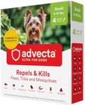 Advecta Ultra Flea And Tick Prevention For Dogs - Dog and Puppy Treatment and Control - Mosquito Repellent - Small, Fast Acting Waterproof Topical Drops, 4 Month Supply