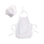 UNTERING 2Pcs Cute Baby Chef Apron and Hat Infant Kid White Cook Costume Photography Prop