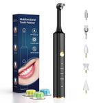 Tooth Polisher, Teeth whitening kit Multifunctional Teeth whitening Cleaning, Teeth Polisher Stain Remover with 5 Heads & 3 polishing Paste (Black, Unflavoured)