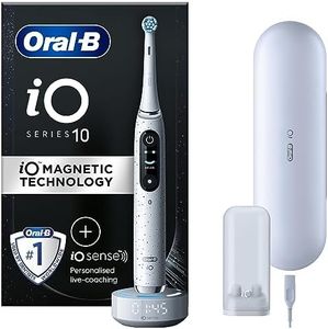 Oral-B iO10 Electric Toothbrushes For Adults, Gifts For Women / Men, 1 Handle, 1 Ultimate Clean Toothbrush Head & Charging Travel Case, 7 Modes, 2 Pin UK Plug, Stardust White, Oral B IO Toothbrush