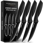 Home Hero Ultra-Sharp Stainless Steel Kitchen Knife Set - Chef Knives Set (4 pcs Steak Knife Set - Black)