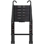 Treemoo Telescopic Ladder 15 Feet - Aluminum Telescoping Ladder with Hooks - Portable Foldable Extension Ladder with Non-Slip Feet - Echelle Telescopique for Home or Outdoor Work (Black)