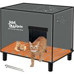 Large Heated Cat House for Outside Cats in Winter, Lslpin Weatherproof & Insulated Outdoor Feral Cat House with Escape Door, Outside Cat House Shelter with Heating Pad for Stray Barn Cat 21"*16"*21"