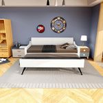 LUSPAZ Upholstered Elegant Daybed with Adjustable Pop Up Trundle and USB Charging Design, Twin Size Sofa Bed with Button Design, Wood Slat Support Daybed for Family, Teens, Off White + Upholstered