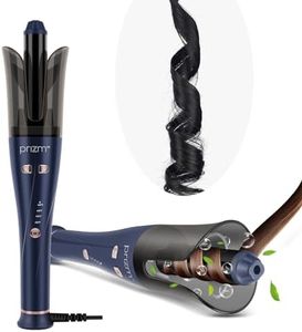 Prizm Professional Automatic Curling Iron, 1" Anti-Scald Rotating Hair Curler, Ionic Spinning Curling Iron 4 Adjustable Temps. & Timing Remind, for Gorgeous Curls, Fast Heating Up, Dual Voltage, Blue