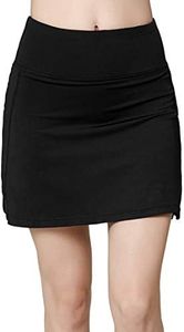 Women's Active Athletic Skirt Sports Golf Tennis Running Pockets Skort, Black, Medium