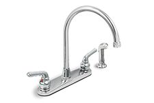 Everflow 17188 Kitchen Faucet with Spray, High Arc Swivel Spout, Chrome Plated Finish, Lead-Free Construction, Pull Out Side Spray Hose, 2 Easy to Operate Metal Handle 2.2 GPM Flow Rate Easy to Use