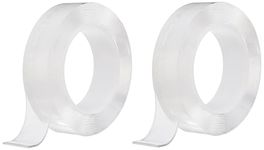 amazon basics Nano Double Sided Tape, Multipurpose Super Sticky Gel Grip Mounting Tape, Washable, Reusable, No Residue, for Home & Office, 2mm Thick, 1.2 Inch Wide, Transparent (3 mtrs) -Pack of 2