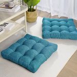 Tromlycs Floor Pillow Seating Cushions for Adults Set of 2 Sitting Large Square Pillow Memory Foam 20 x 20 x 4 Inch Teal