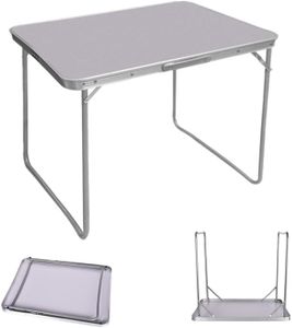 Qimu Mesa plegable de aluminio ligera portátil para camping, picnic, mesa plegable al aire libre, mesa de jardín plegable para camping, fiesta y picnic, adecuada para uso en interiores o exteriores