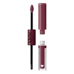 NYX PROFESSIONAL MAKEUP, Shine Loud, High shine lip color, 16HR wear, Vegan Formula - NEVER BASIC (Warm Burgundy)