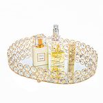 Feyarl Crystal Gold Cosmetic Vanity Tray Jewelry Organizer Tray Mirror Finished Decorative Tray Display Dresser Bedroom Wedding Birthday Party (Oval 14" x 10")