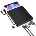 ARyee 7 in 1 External CD DVD Drive, CD Burner CD Reader, USB 3.0 with 4 USB Ports and 2 TF/SD Card Slots, Slim Optical USB CD Drive for PC Windows 11/10/8 Laptop Mac Linux OS