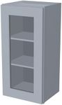 CozyHommie RTA Solid Wood Tall Glass Door Wall Cabinet - 1 Glass Insert Door and 2 Shelves in Living Room, Kitchen for Storage,Display(Glass Insert Not Included) (Gray 18”W×12”D×42”H)