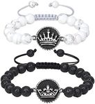 COAI Ying Yang Bracelets with Crown Charm, 14 centimeters, Lava stone Howlite, Lava Stone