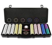 display4top Clay Poker Chips Set for Texas Holdem,Poker Chips with Denominations,Features a high-end Carrying case with Leather Interior Design and German Polycarbonate Shell(500pcs - 17.4g)