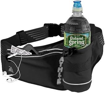 Athle Sport Running Fanny Pack with Water Bottle Holder - Adjustable Running Belt With Water Bottle Holder and Pouch - One Size Fits All Travel Fanny Pack - Fit all phones - Black