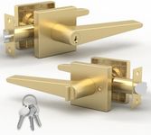 Mega Handles - SCHEIN Entrance Handle I Lever Door Lock Handle Set for Closet or French Doors I Single Side, Non-Turning I Fits All Standard Door Sizes I Screws Included - Satin Brass (1 Pack)