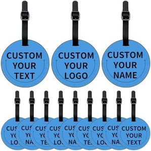Personalized PU Leather Luggage Tag, Custom Round Travel Bag Tag with Image Logo Text QR Code, Double Sided Print, 9.5cm Durablity Luggage Accessories (50)