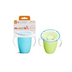 Munchkin Miracle 360 Sippy Cups 2Pack | Trainer Toddler BPA Free Baby & Toddler Cups w.Handles | Non Spill | Dishwasher Safe Baby | Leakproof | 6+ Months| 7oz/207ml | 2 Pack | Blue/Green