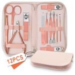 Manicure Set Nail Clipper Set Men Women 12 in 1 Nail Care Kit with Portable Case Travel Manicure Pedicure Tools Grooming Kit Beauty Salon(Rose Gold)