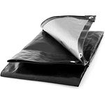 3 x 3 m Black 235 GSM Tarpaulin Waterproof Heavy Duty Tarp Sheet Cover, Groundsheet - Waterproof, Weatherproof, Frost-Resistant, UV Protection, Universal, Multipurpose, Reinforced Eyelets