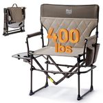 TIMBER RIDGE Heavy Duty Camping Chair with Compact Size, Portable Directors Chair with Side Table and Pocket for Camping, Lawn, Sports and Fishing, Supports Up to 400lbs,Tan