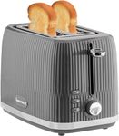 Innoteck Kitchen Pro 2 Slice Toaster - Grey Ridged Textured Body and Stainless-Steel Mechanism - 7 browning controls Including Defrost, Reheat & Cancel Functions - Making the Toast Quickly & Evenly