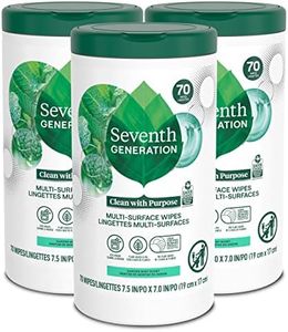 Seventh Generation Multi Purpose Wipes All Purpose Cleaning Garden Mint scent with 100% Essential Oils and Botanical Ingredients 70 count, Pack of 3