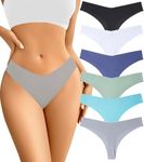 Acvvtis Seamless Thongs For Women No Show Underwear Women Pack Breathable Panties for Women Colorful 6 thongs Blue L