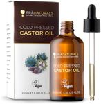 PraNaturals Pure Cold-Pressed Castor Oil 100ml — Hexane-Free Hair Growth Oil for Eyelashes, Eyebrows & Skin — Rich in Ricinoleic Acid — Vegan & Cruelty-Free Carrier Oil for Massage & Body
