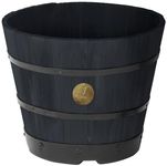 VegTrug Wooden Barrel Planter - 46 cm (18.11") I Gardening Plant Container Small Shallow Type for Indoor, Home Decor, Outdoor, Patio Terrace Balcony & Garden - Burnt Oak 100% FSC (Pack of 3 Units)