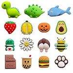 15 Pack USB Charger Protector for iPhone iPad Cable, Animals Fruit Bite Charging Protector and Cord Holder, Charging Cable Saver Phone Accessory Cable Buddies