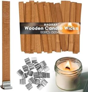 MAQIHAN 100 Wood Wicks for Candles Making - Smokeless Wooden Candle Wicks Crackling Candle Wax Wood Wick mechas para velas de cera Candle Making Wicks for Paraffin Candle Soy Wax Candlemaking(50 Sets)