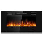 DORTALA 36" Recessed Electric Fireplace, Wall Mounted Ultra Thin Electric Heater with Remote Control & Timer, Touch Screen, Adjustable Flame Color and Speed