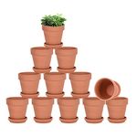 Terracotta Pots with Saucer - 12 Pack 3 Inch Clay Pot Ceramic Pottery Planter Cactus Flower Pots Succulent Pot Drainage Hole, Great for Plants, Crafts, Wedding Favor