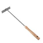 Kamino-Flam Ash Scraper with Wooden Handle, Steel Ash Rake for Grill, Fire Pit, Fireplace and Stove, Heat Resistant Charcoal Poker, Hand-held Fire Poker Total Length approx. 45 cm, Brown-silver