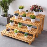 Beauty Panda® Wood Plant Stand Indoor Outdoor,Plant Shelf Multi Tier Garden Shelf,Plant Shelves Holder Stand for Living Room Garden Patio Yard Balcony (BN02SET, Narural Wood)