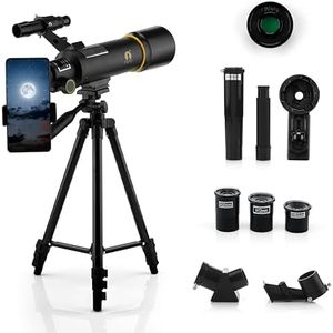 Cezo 70TZ Telescope 70mm Aperture 400mm Refractor (20X-200X) Telescope for Adults & Kid Portable Refractor Telescopes for Astronomy Beginners with 42.5 Inch Adjustable AZ Mount and Phone Adapter