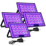 BOWEICORE 4 Pack 50W LED Black Light, IP66 Waterproof Blacklight, UV Black Lights for Glow Party, Halloween Decoration, Body Paint, Stage Lighting, Glow in The Dark Party Supplies